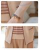 Stylish Spring Knit Cardigan and Striped Top Two-Piece Set for Middle-Aged & Elderly Women
