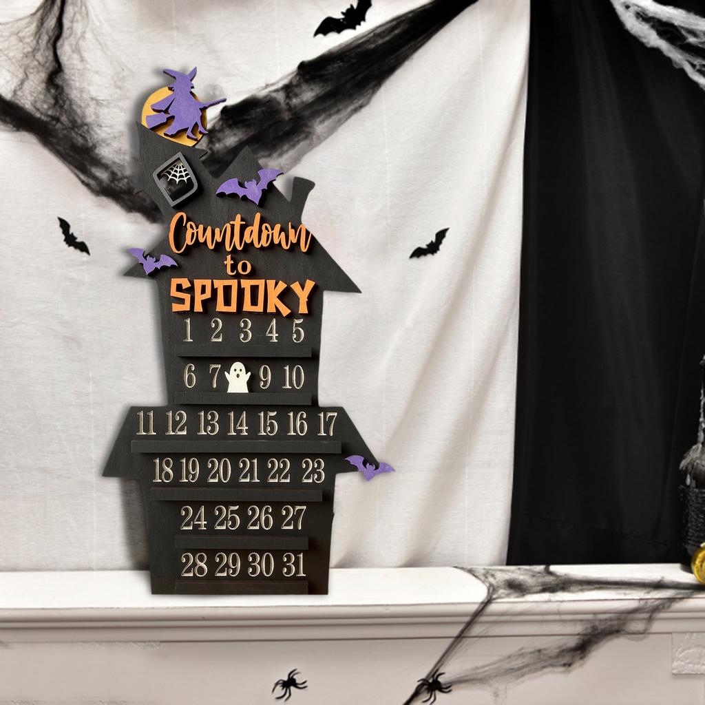 Advent Calendar Halloween Countdown Calendars Wood Coffin Christmas Table Calendar Ornament Table Planner Party Supplies