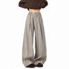 Old money style striped casual pants for men and women, spring and autumn retro loose drape wide-leg commuting versatile straight casual pants