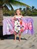 Cute Puppy Flower Bouquet Beach Towel,Microfiber Soft Absorbent Quick Dry,Oversize for Beach Pool Travel,Cartoon Dog Print Towel