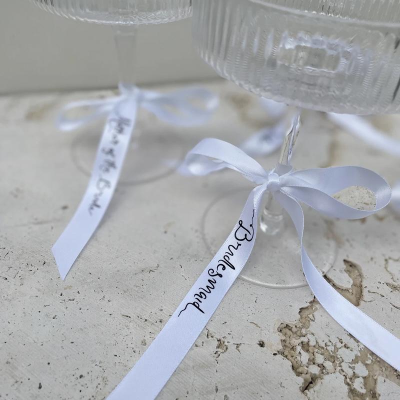 

Bridesmaid Bride Bow Wedding Drink Tag Bridal Shower Bachelor Party Champagne Glass Ribbon Decoration Supplies Bride To Be Gift 1pcs