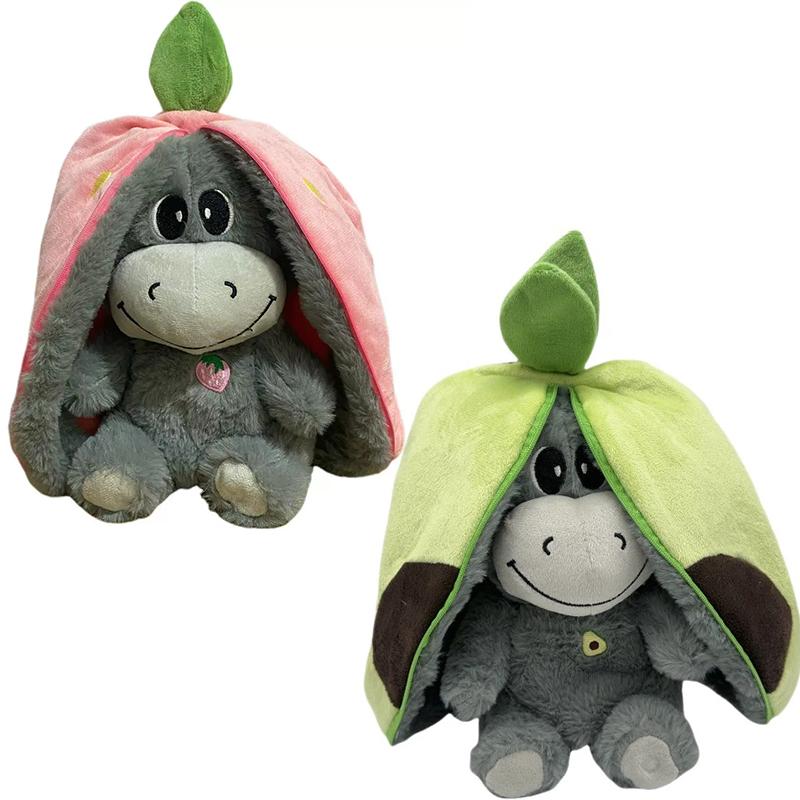 Kawaii Luminous Breathing Doll with Motion Lights Plush Breathing Stuffed Doll Strawberry Donkey Baby Sleeping Toys Plush Doll