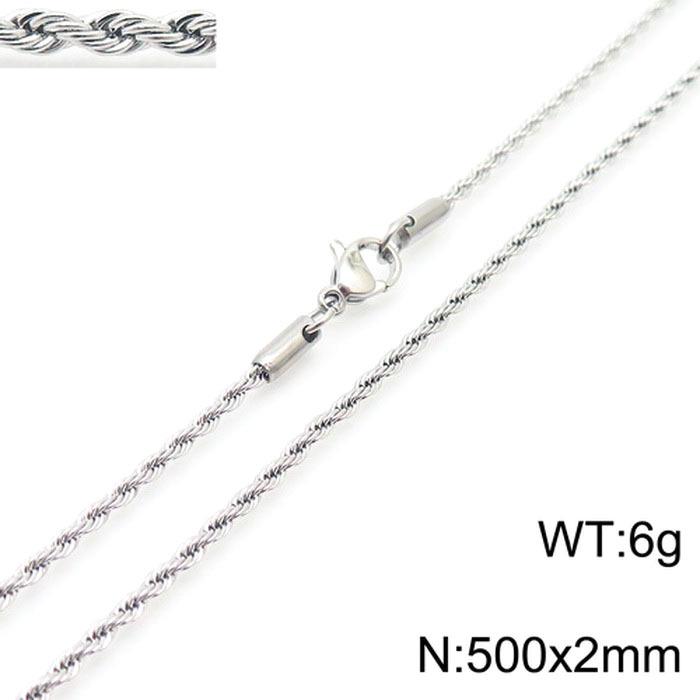 Spot Multi-Size Stainless Steel Twisted Rope Chain Necklace for Couples - Unisex Titanium Steel Design