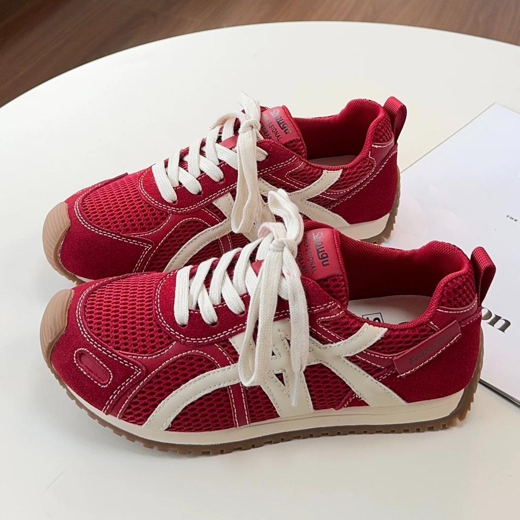 Leather German training shoes women's little white shoes 2025 new single-net breathable sports and leisure shoes versatile thick-soled Forrest Gump