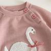 Swan Pattern Thick Knit Sweater & Pants Set for Babies & Children - Warm Two-Piece for Autumn/Winter