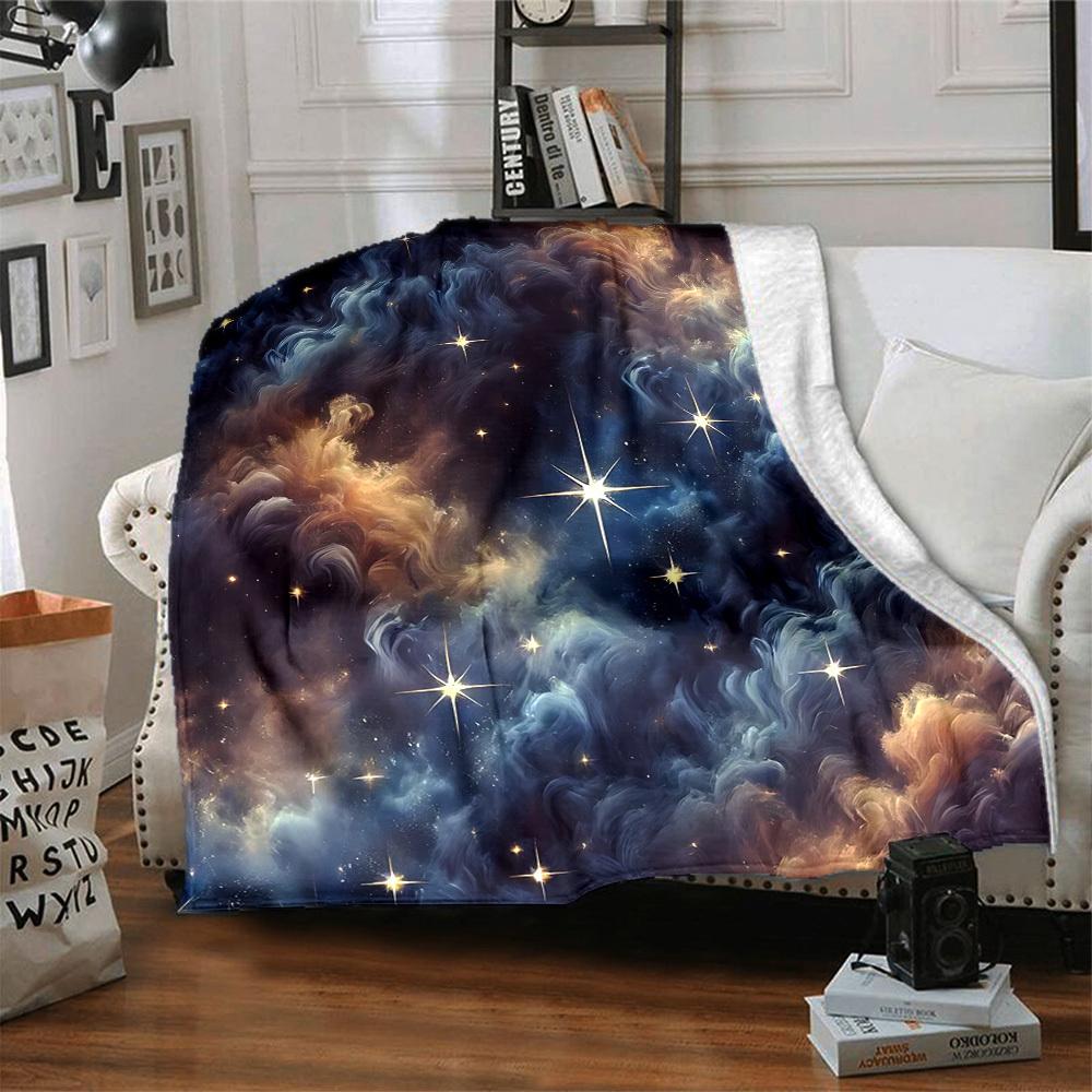 1pc Galaxy Nebula Blanket, Lightweight Flannel Throw Blanket For Sofa, Bed, Travel, Camping, Living Room, Office, Couch, Chair, And Bed