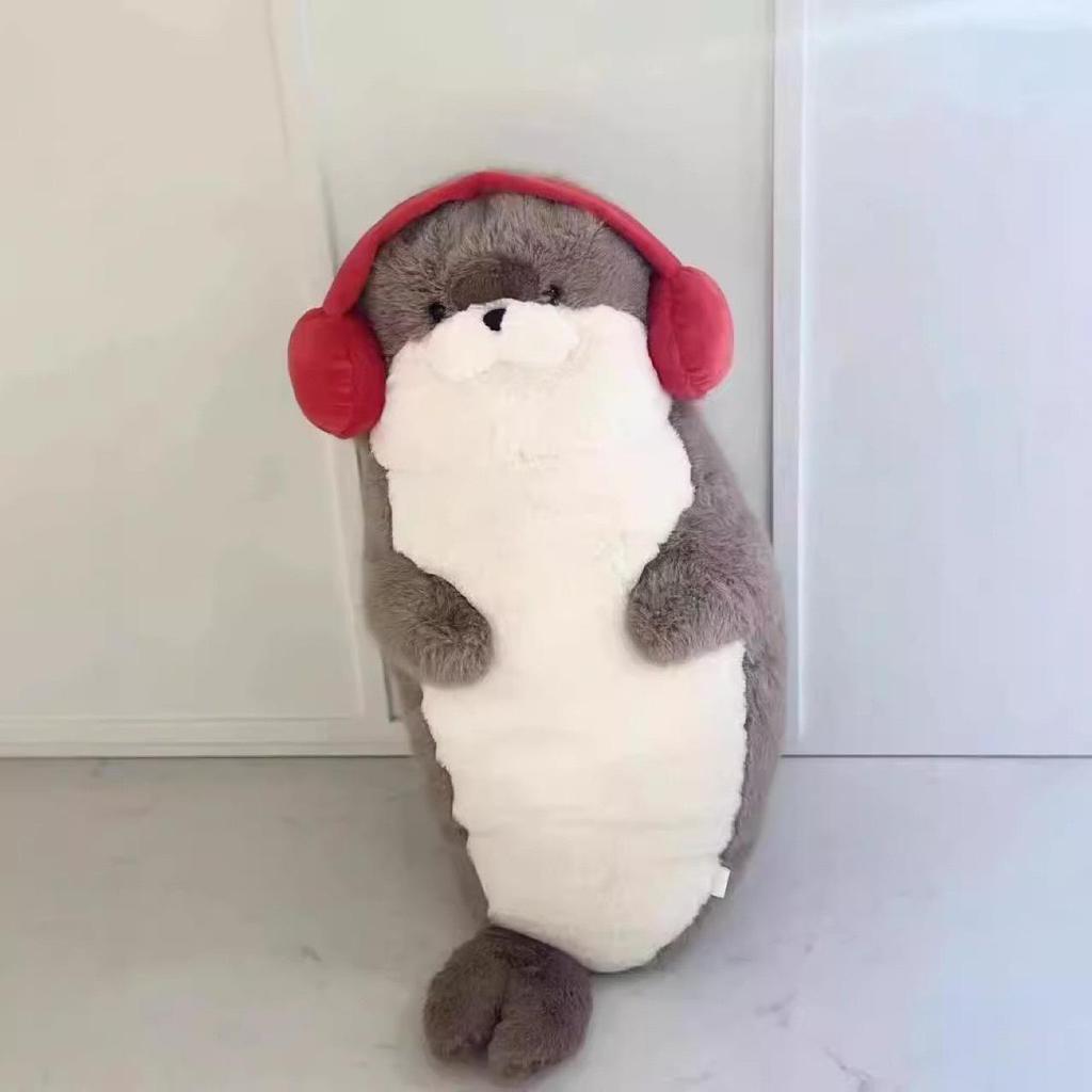 Seal Plush Toy with Earphones - Adorable Sleeping Hug Doll for Kids' Birthday Gift