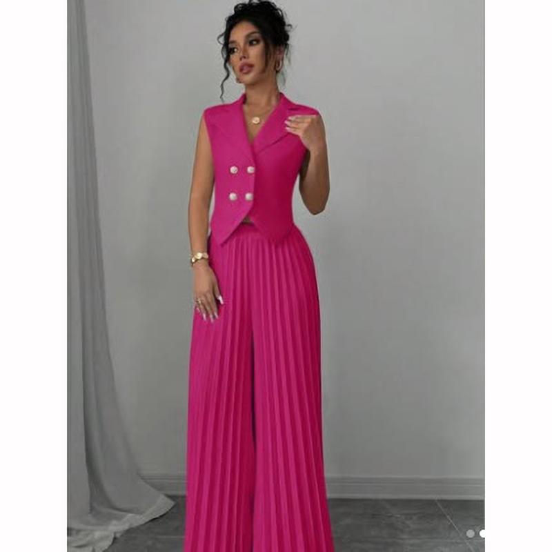 Módní vesta Vesta Plisovaná sukně Kalhotový kostým Dámské oblečení