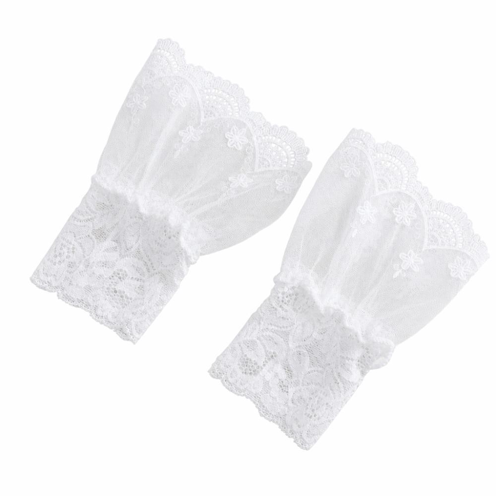 Chiffon Lace Fake Sleeves Cuff Ruffles Pleated Fake Flared Sleeves False Cuffs  Elegant Apparel