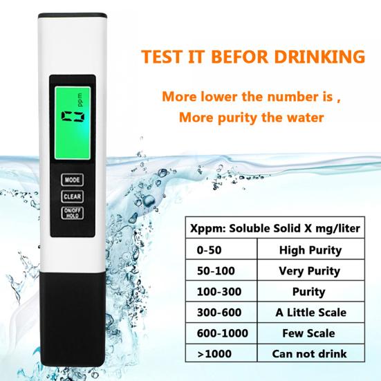 Wasserqualitätsmessgerät Digitalanzeige Hochpräzise Batteriebetrieben Trinkwasser