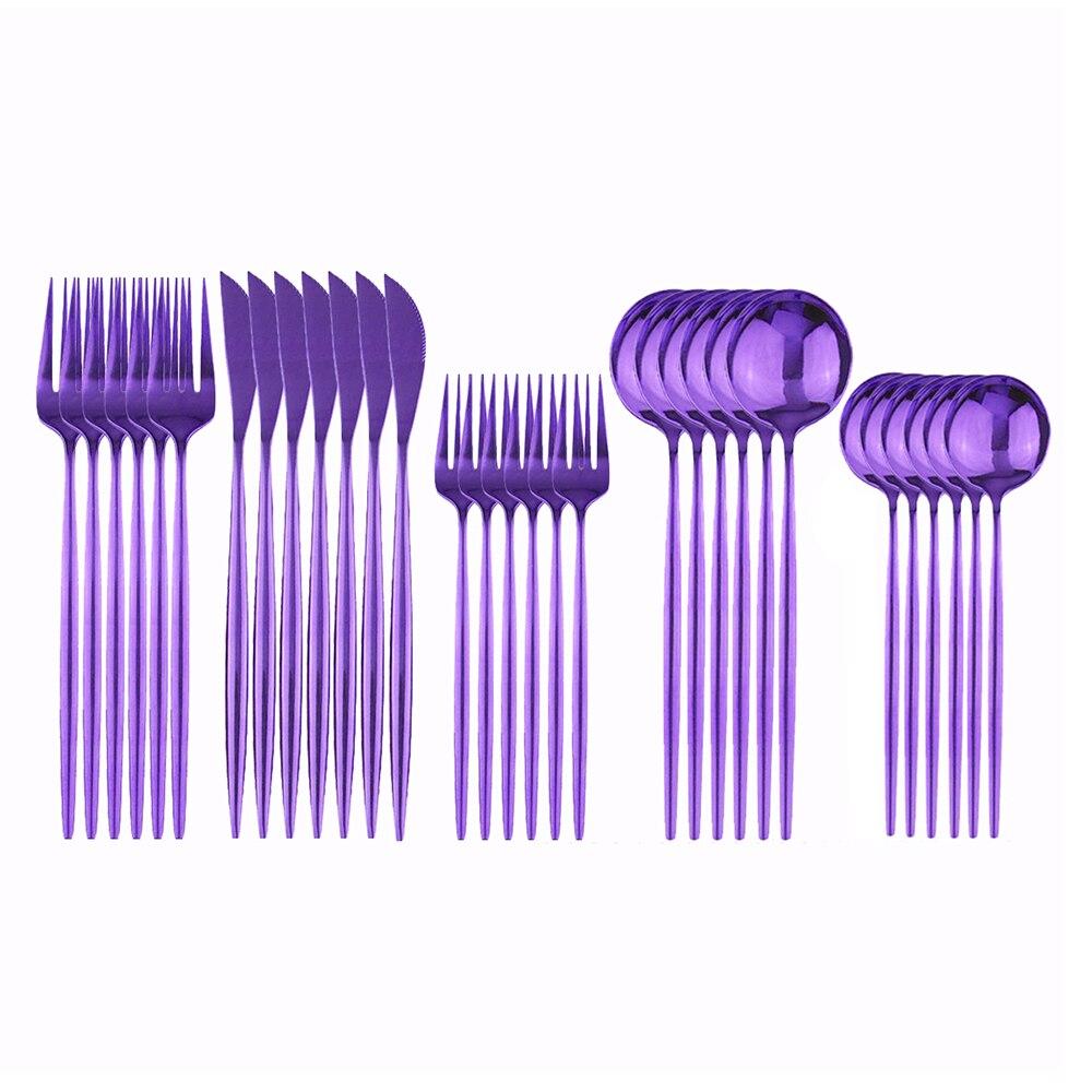 30Pcs White Gold Cutlery Set 18/10 Stainless Steel Dinnerware Set Knife Dessert Fork Spoon Silverware Kitchen Tableware Set