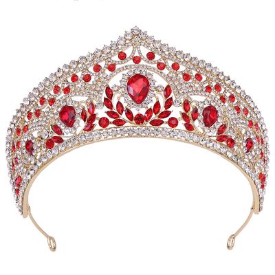 Coroa de noiva Tiara de strass vermelho Acessórios para fotos de casamento Vestido de noiva Acessórios para cabelo Coroa