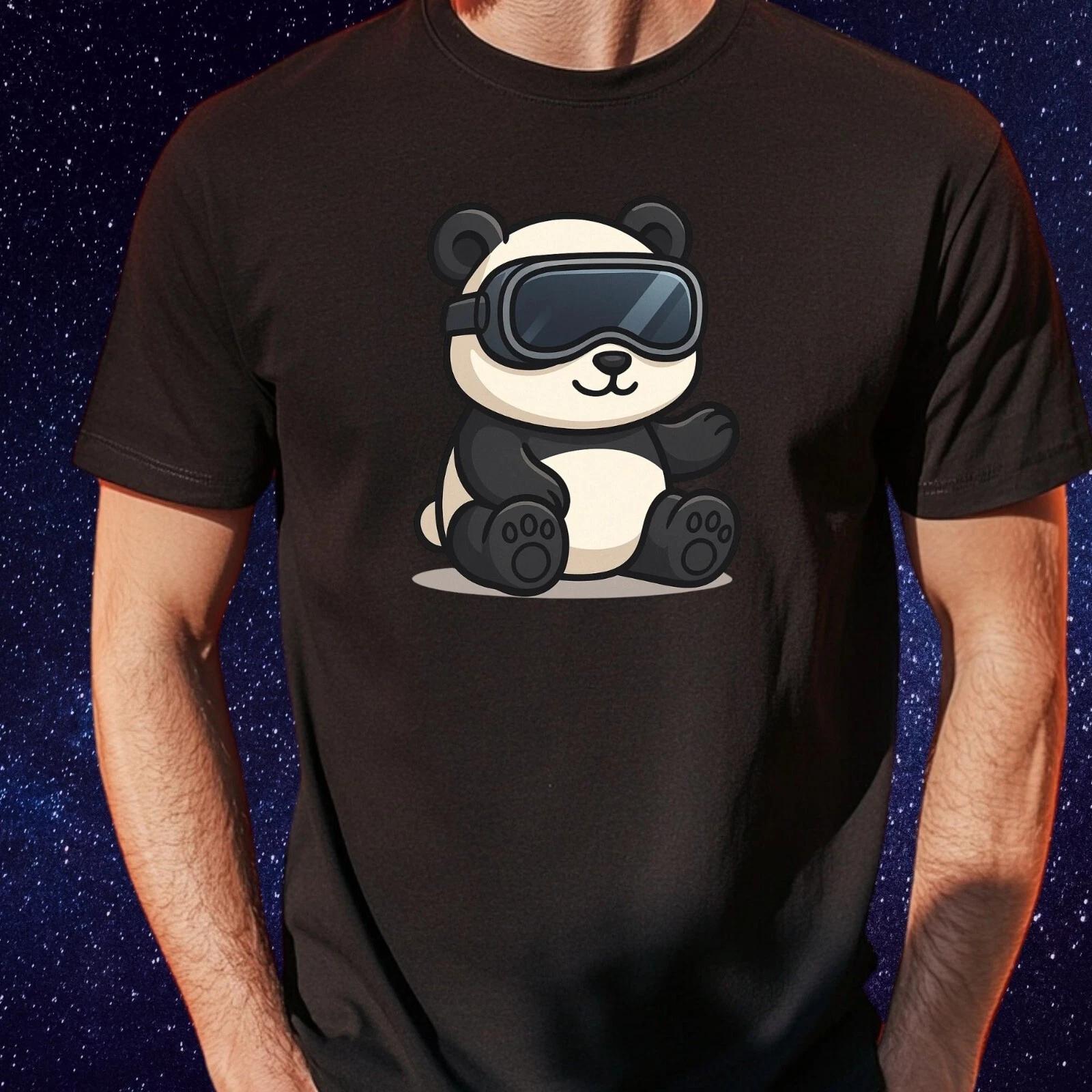 T-Shirt Herren Panda mit VR Brille Motiv Baumwolle Größe S bis 5XL XXL
