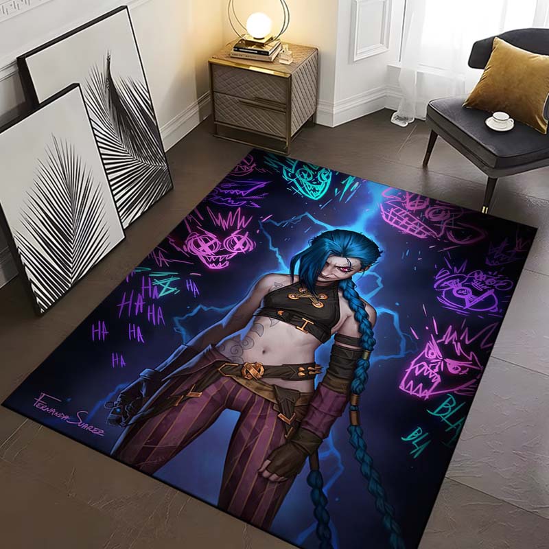 15 Size Game Lol Jinx-x Pattern Rug Carpet for Living Room Bathroom Mat Creative Doormat Carpet for Bedroom Home Decor