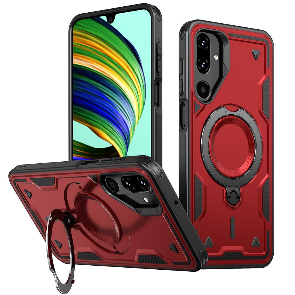 Para Samsung Galaxy M16 F16 M56 F56 Capa Armor À Prova de Choque Suporte Magnético Giratório 360° Moldura TPU Capa de Celular de Plástico Rígido Fundas