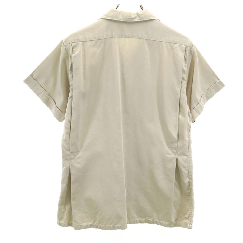 60s Vintage open collar Short sleeve Open color Bowling shirt beige Men's Used