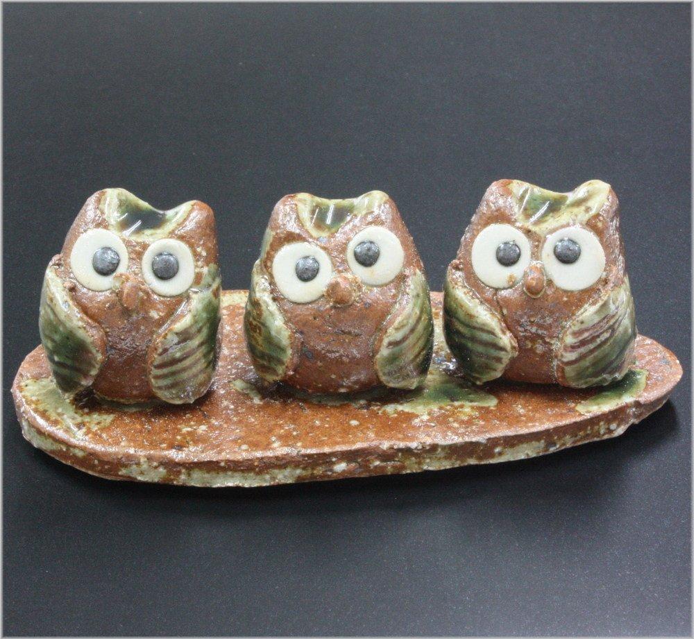 Kobaido Brush Rest, Owl, Mino Ware