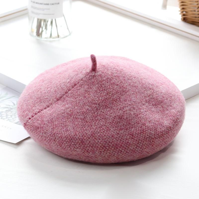 Kids Wool Blend Beret Hat - Vintage Style Warm Multiple Colors Face-Flattering 49-53cm
