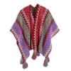 Women's Fashion Spring Autumn Winter Pashmina Ethnic Style Tassel Cape Colorful Knitted Split Shawl
