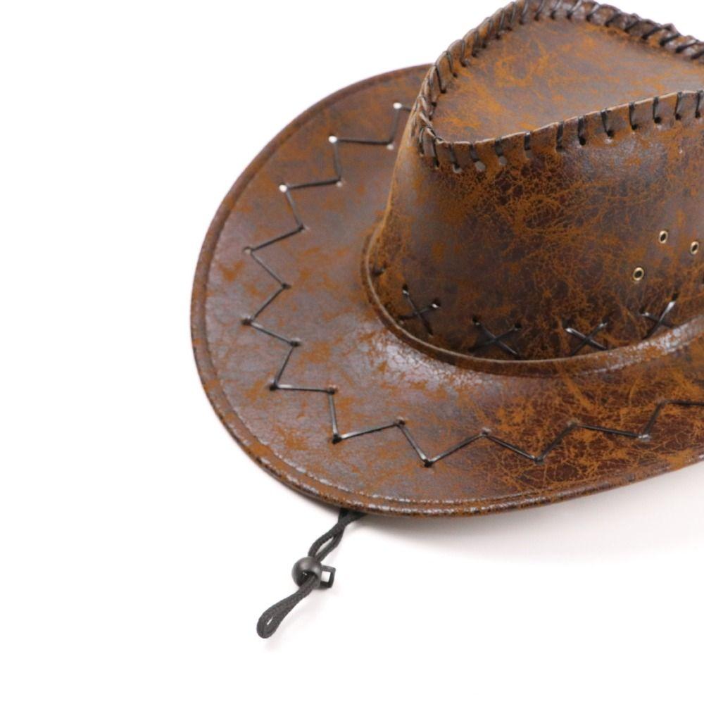 Knight Hat Summer Sun Hat PU Leather Sunscreen Cap Casual Western Cowboy Hat  Summer