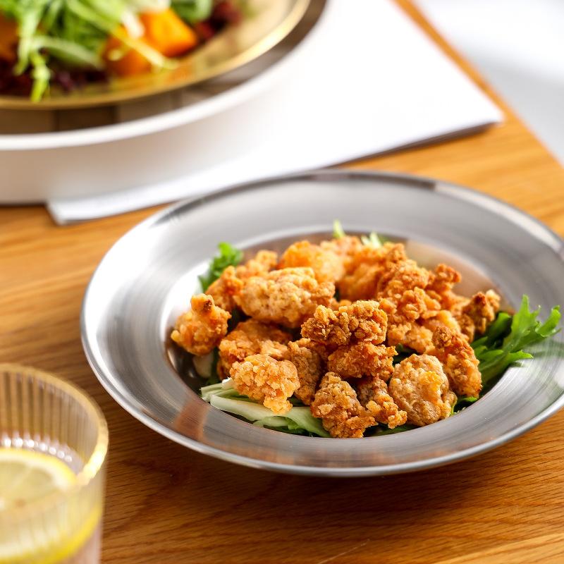 Round Kitchen Bar Tableware Cake And Fruit Snack Salad Plate Kitchen Accessories Stainless Steel Plate Camping Picnic Plate