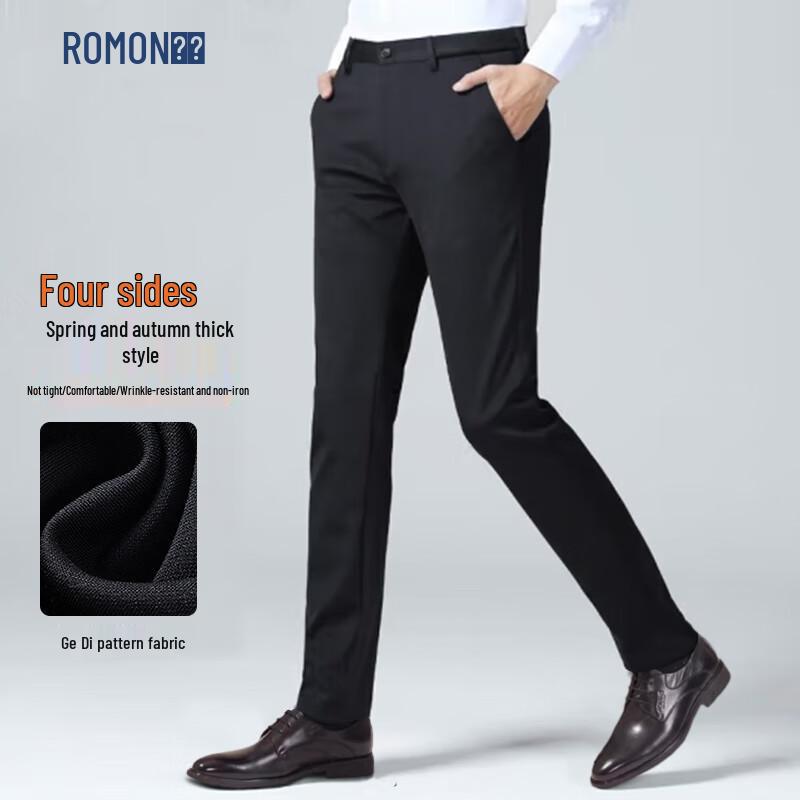 

ROMON Men s Business Casual Stretch Slim Fit Trousers 31