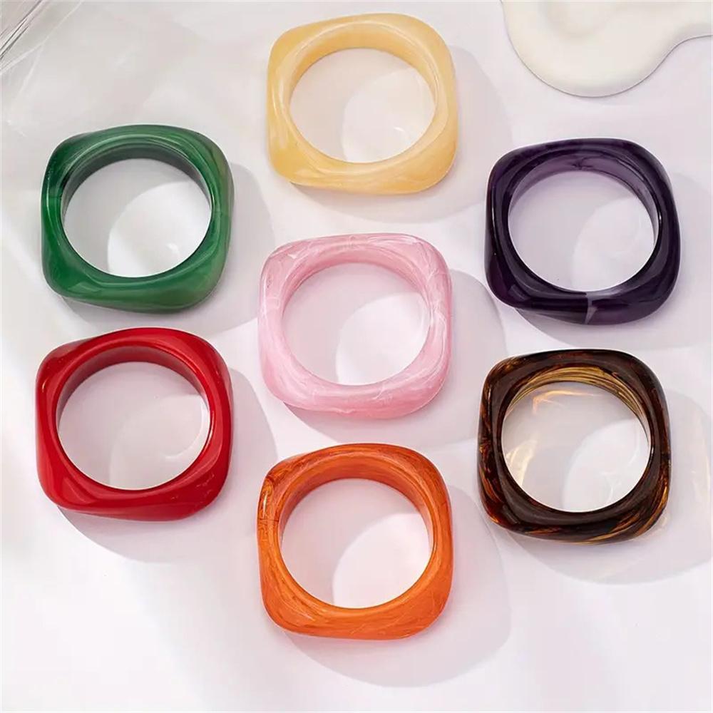 Square Candy Color Texture Irregular Acrylic Gentle Bangle Bracelet Exaggerated Personality Versatile Style Mass Trend Jewelry