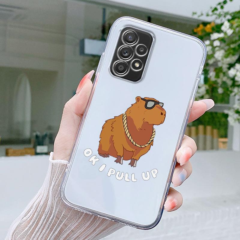 Cute Cartoon Capybara Phone Case For Samsung A15 A13 A35 A55 A51 A71 A41 A31 A03S A05 A17 A23 A25 A33 A53 A73 5G A07 4G Cover