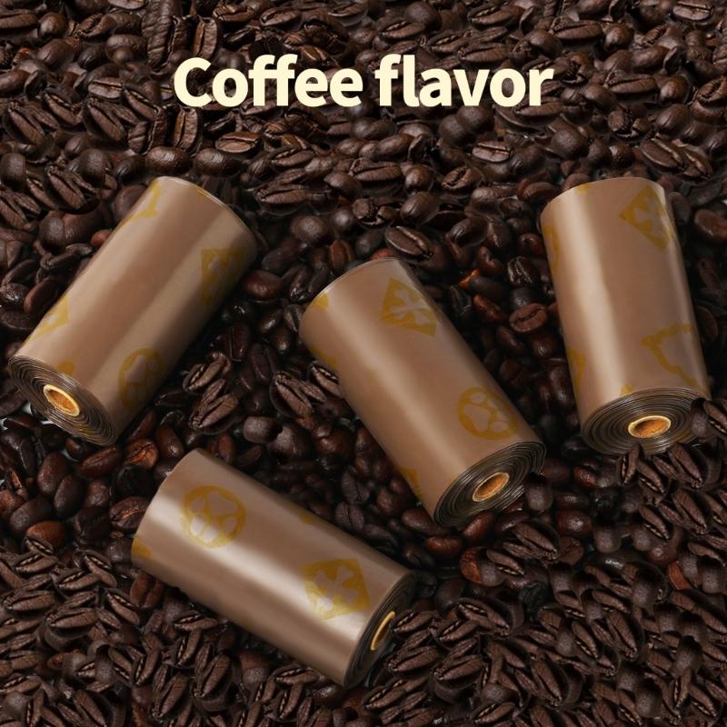 18 Rolls Coffee Scented Pet Poop Bags Easy to Use Waste Bag for Dog with Easy Tear Feature Outdoor Walking Essential