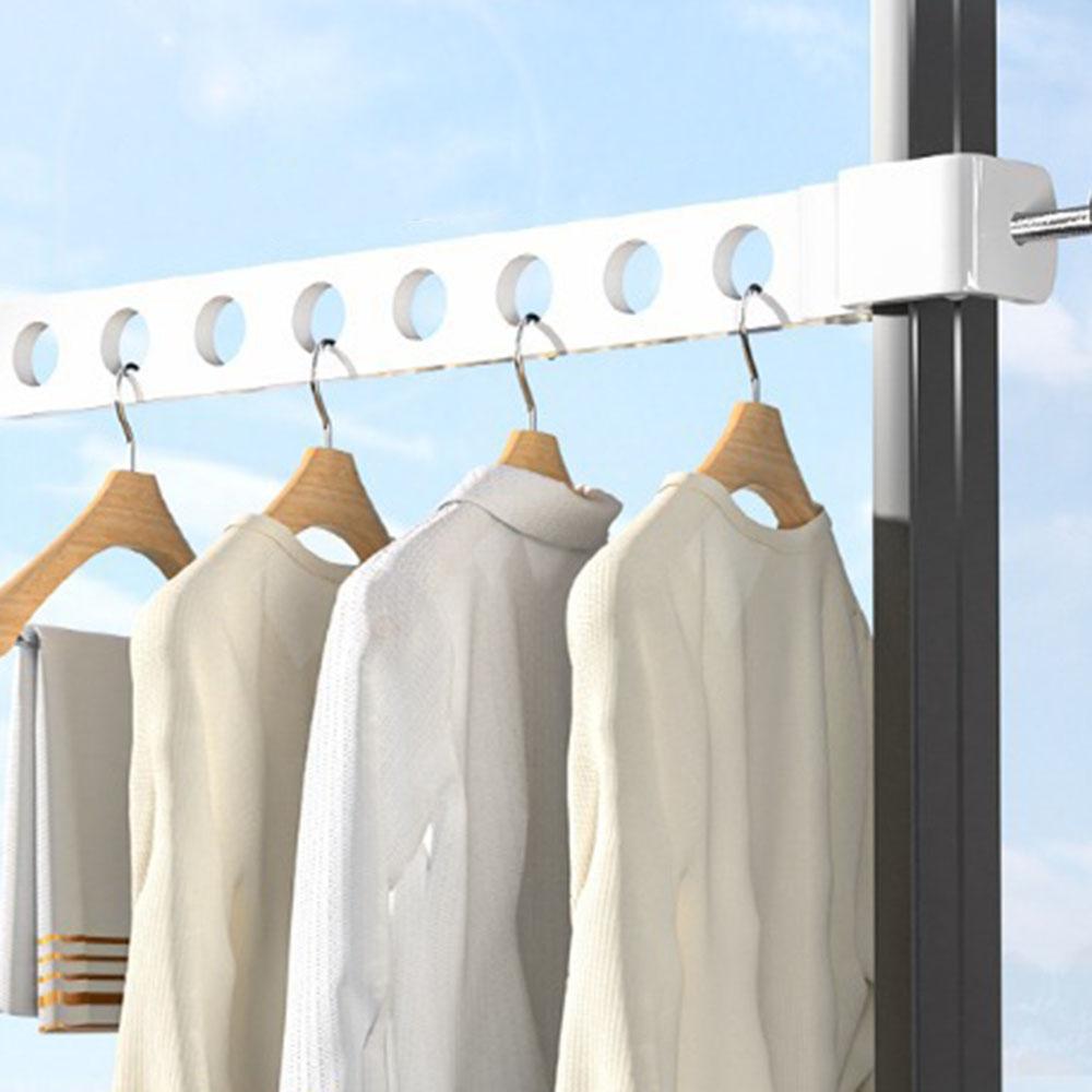 No-Punch Aluminum Drying Rack, Wall Mounted Space Saving Clothes Rod with 10 Holes,Non-Slip Coat Holder for Balcony Bedroom