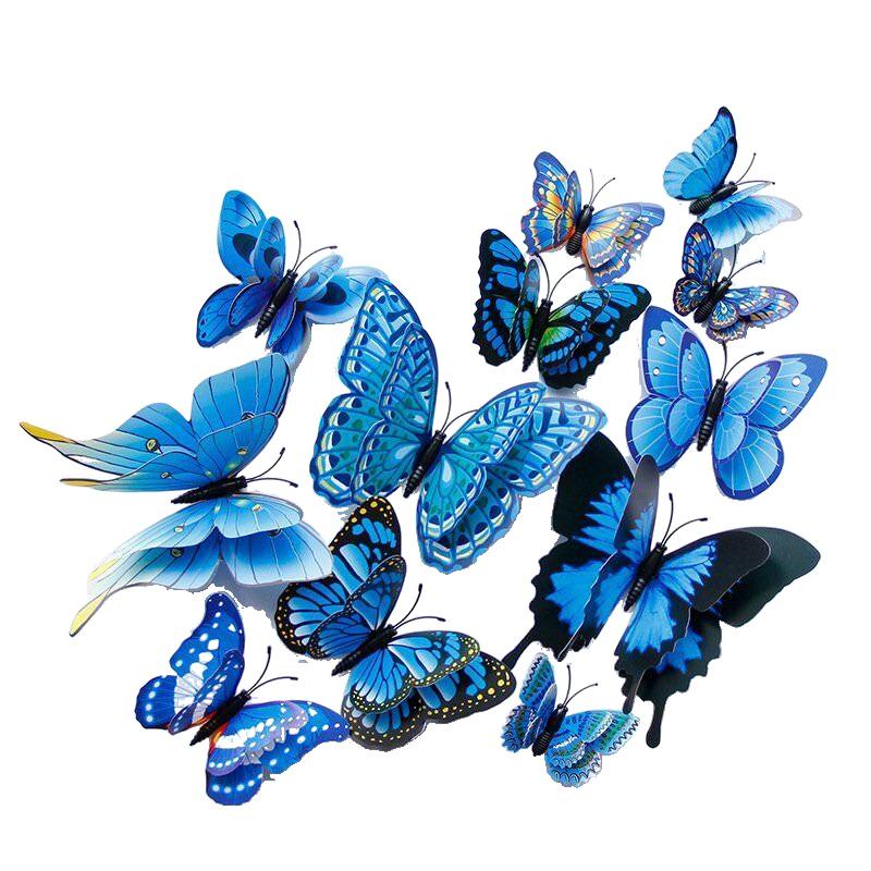 12PC 3D Butterflies Wall Stickers Multicolor Double-Layer Butterfly Magnet Wall Stickers Fridage Decals For Wedding Home Decor