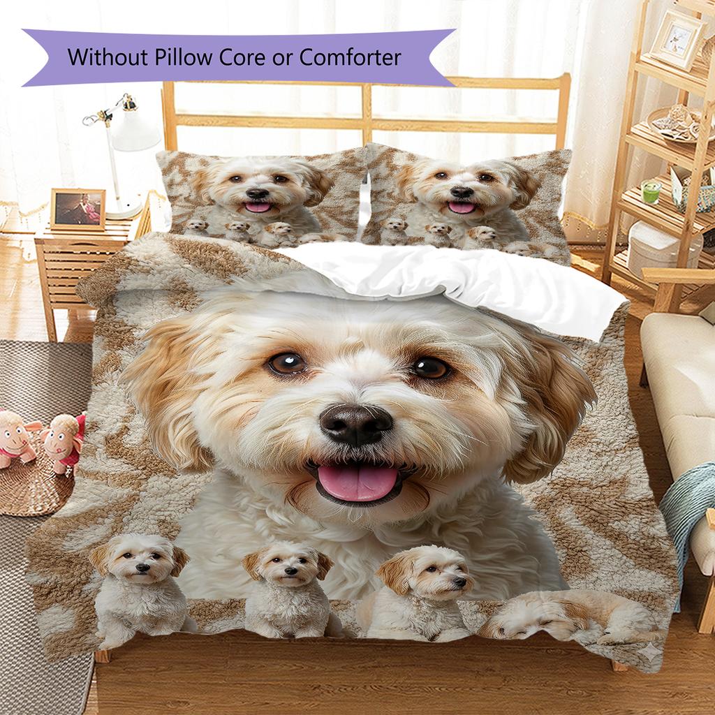 Havanese Papillon Pattern Bedding Quilt Set Quilt Cover Pillowcase Home Decoration Gift (1 * duvet cover + 2 * pillowcase, without core)