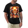 Artistic Cat Mandala Fabric Vibrant Feline Faces Pattern For Crafting And Home DéCor Tshirt Basic Solid Tee For Daily Use