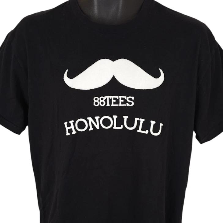 Honolulu 100% Cotton T-shirt Mens Tees Top Mens Size Large Black 88 Tees Mustache Hawaii 2XL