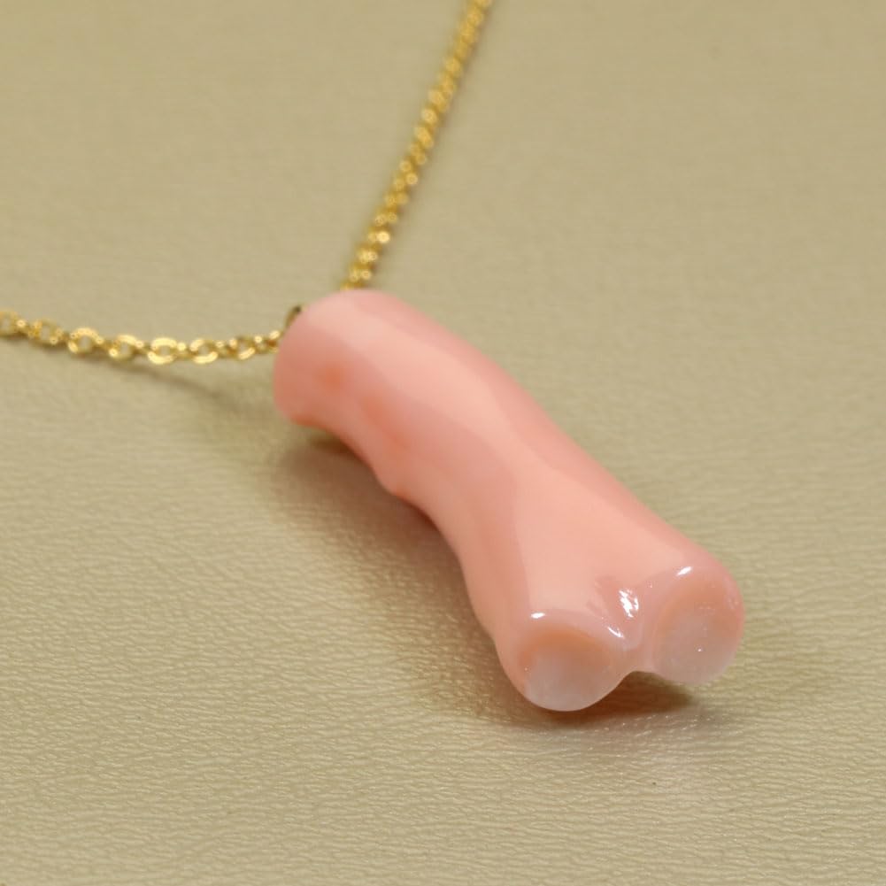 [Sansui] Garnet Coral Pink Branch Pendant Necklace (Undyed)