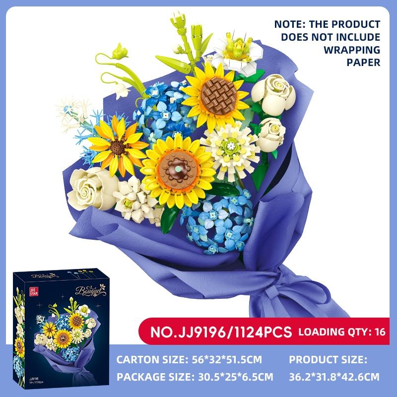 13 Flowers Building Blocks Eternal Flower Sunflower Carnation Rose Bouquet Model Bricks Girl Romantic DIY Toys Kids Toys
