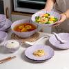 Purple Lily Of The Valley Rice Bowl Underglaze Color Household Tableware Premium Ceramic Bowl Set