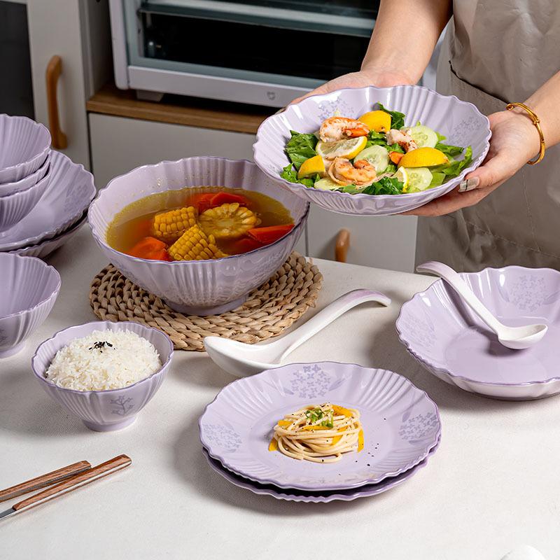 Lila Maiglöckchen Reisschale Unterglasurfarbe Haushaltsgeschirr Premium Keramikschalen-Set