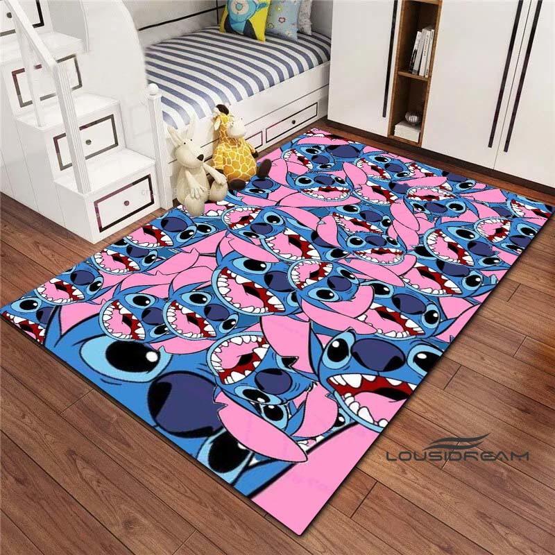 Tappeto Lilo & Stitch con Stampa Cartone Animato – Tappetino per Camera da Letto e Soggiorno / Tappeto Decorativo per Casa Antiscivolo di Grandi Dimensioni