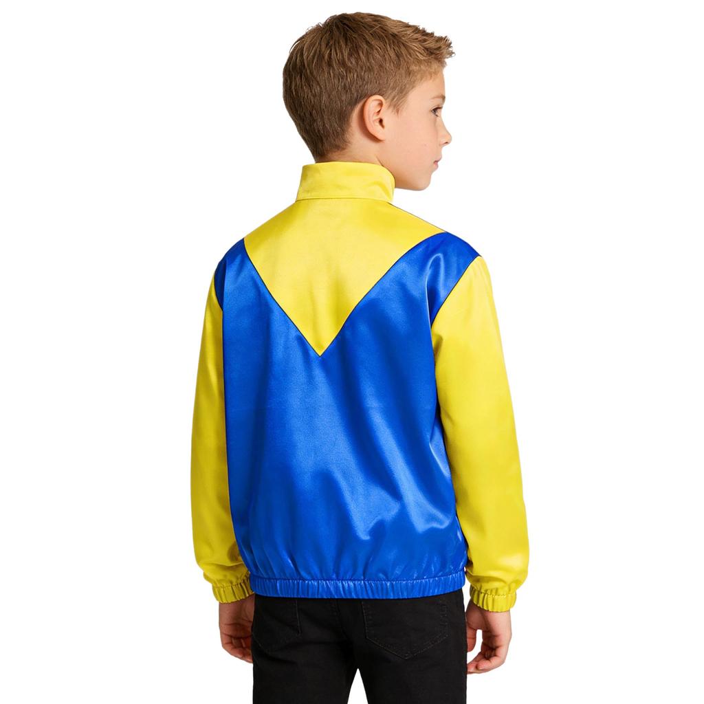 Kids Horse Rider Costume Color Block Mock Neck Zip Up Top Equestrian Training Competition Long Sleeve Outwear