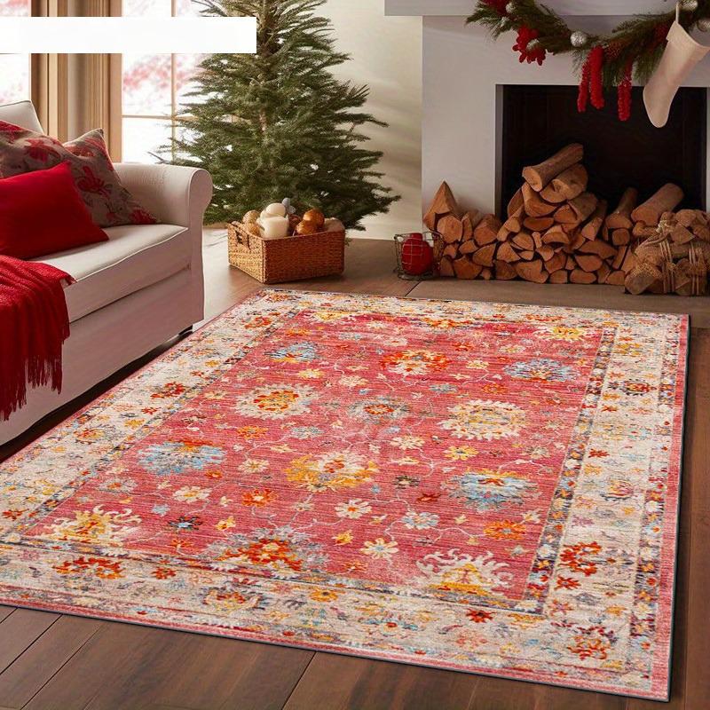 Traditional Vintage Pattern Rug, Soft Area Carpet, Suitable for Living Room, Bedroom, Study, Garden, Balcony, Machine Washable