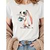 Women's Cute Cartoon Rabbit Print T-Shirt Round Neck Short Sleeve Summer Casual Tee