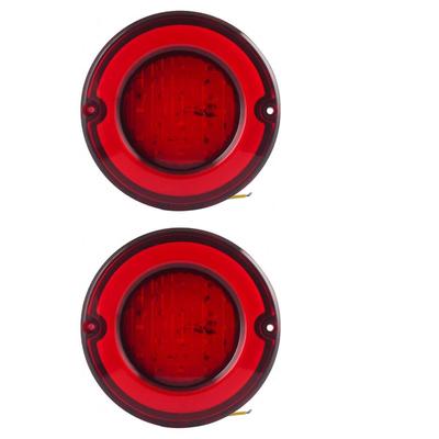 2-Pcs Vintage 12V LED Round Tail Light Assembly – 127mm Dia Rear Lamp Combination for Iveco Buses & Universal Vehicles | Stop & Tail Light