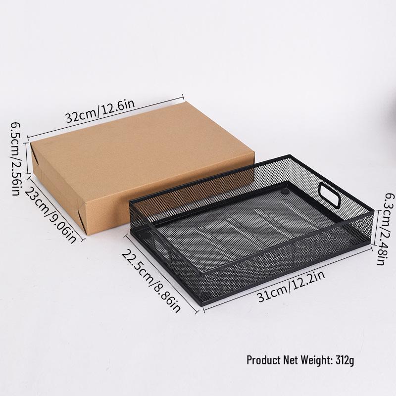 Set of 3 Metal File Holders with Multi-Compartment Cutlery Trays for Desktop Organization