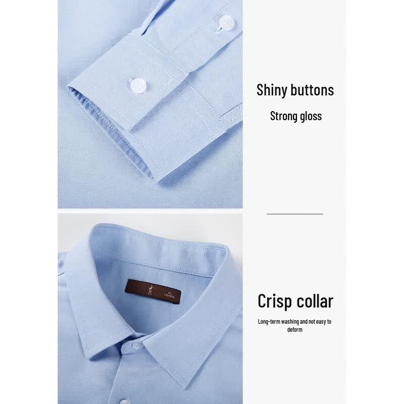 TRIES Webbing Trim Oxford Casual Long Sleeve Shirt