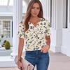 Sommer Oberteile für Damen Knopfleisten Blusen für Damen Elegant Lässig V-Ausschnitt T-Shirts
