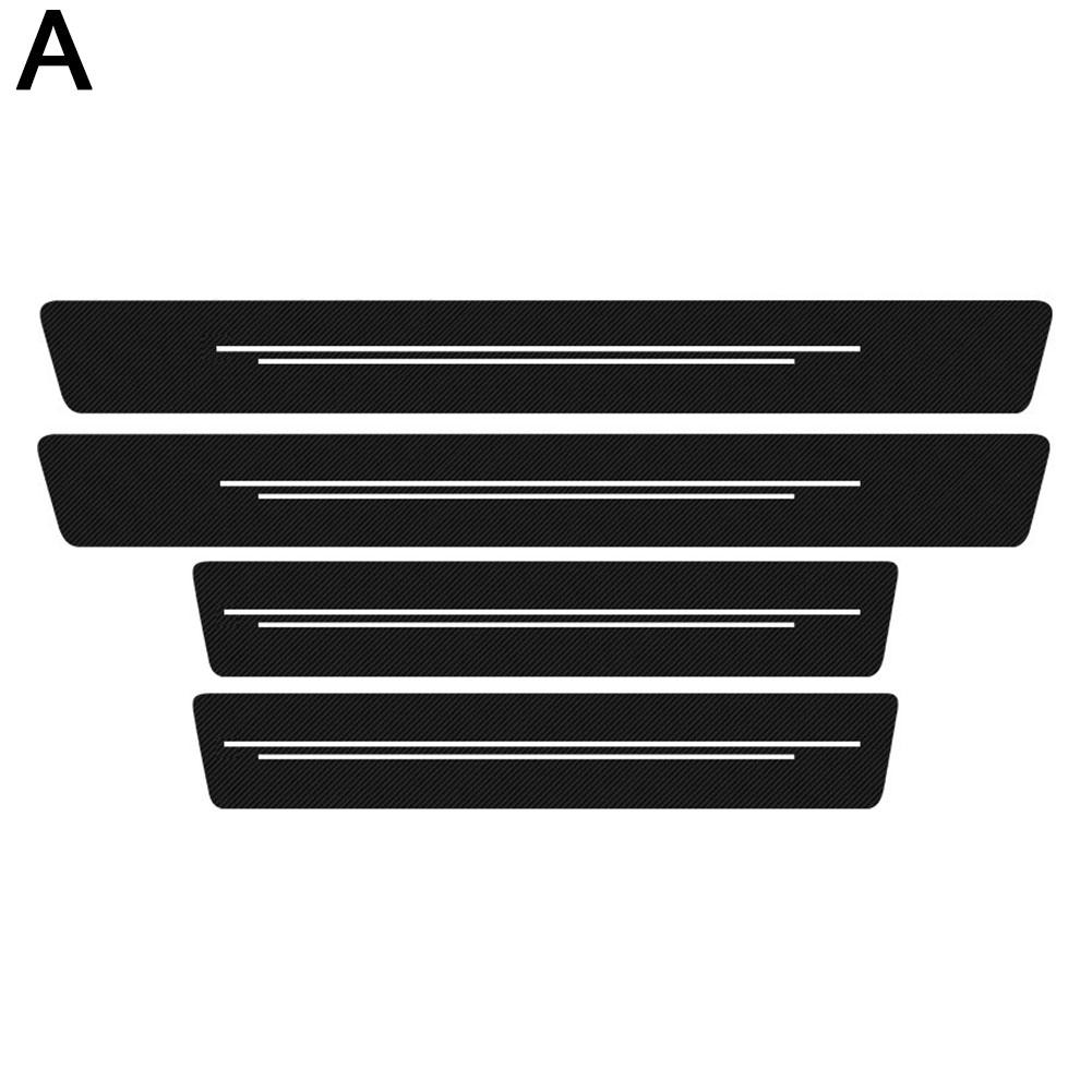 4pcs Universal Carbon Fiber Leather Car Door Sill Protection Film DIY Paste Waterproof Anti Scratch Strip Car Sticker Protect