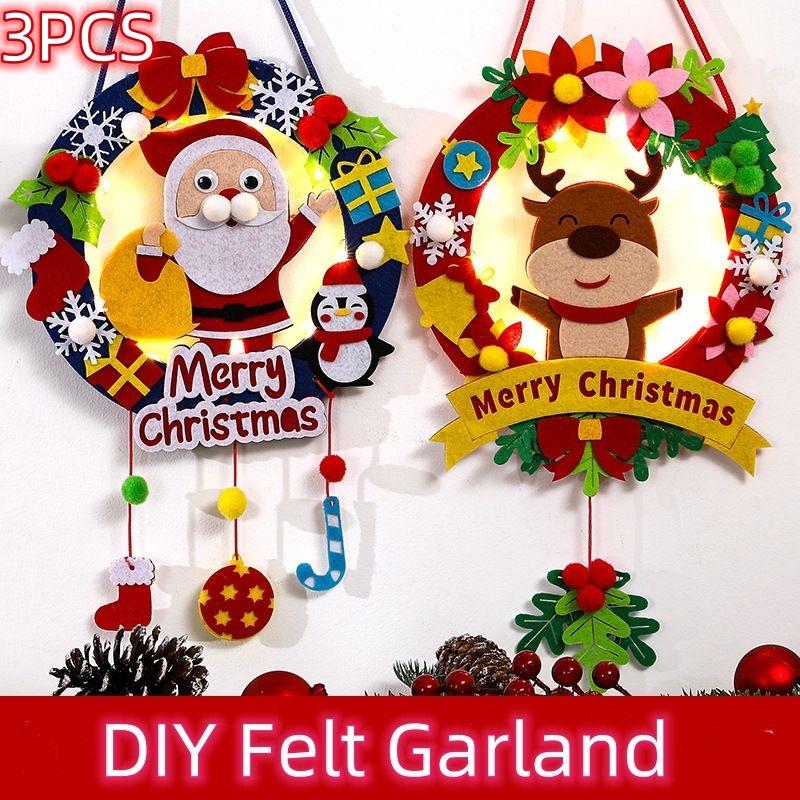 

Christmas Children Glowing Flower Ring Pendant Kindergarten Handmade DIY Creative Christmas Pendant INS Handmade Decoration 1PC