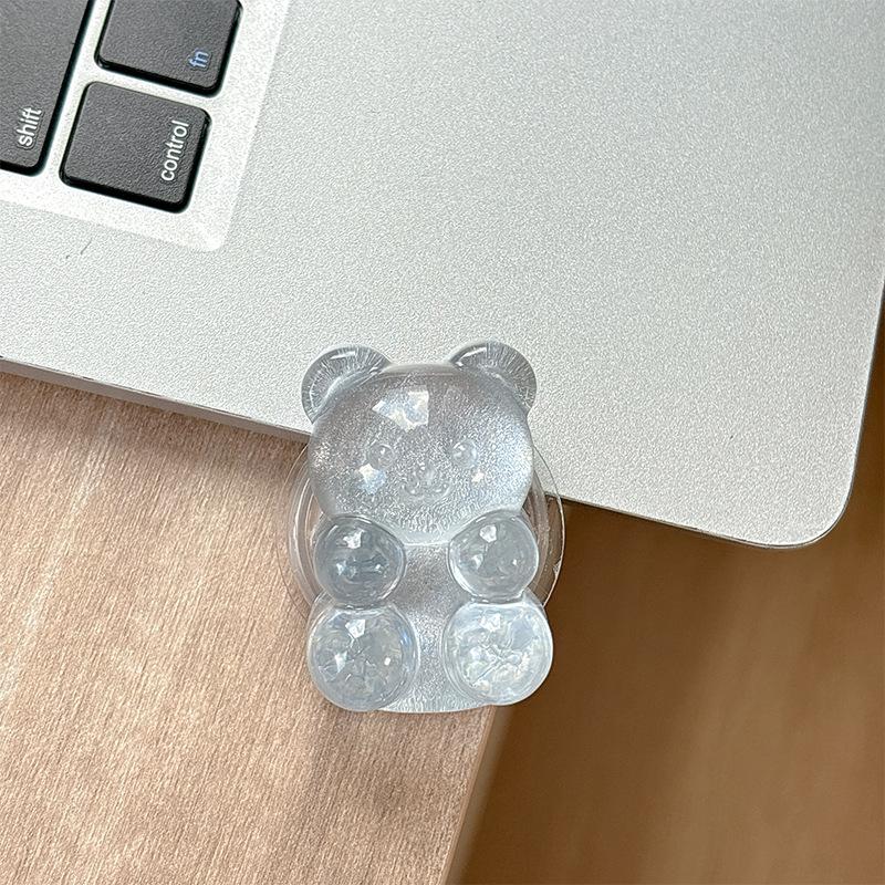 Color Pearl Glitter Bear Mobile Phone Airbag Bracket Magnetic Suction Magsafe Paste Creative Ring Lazy Women