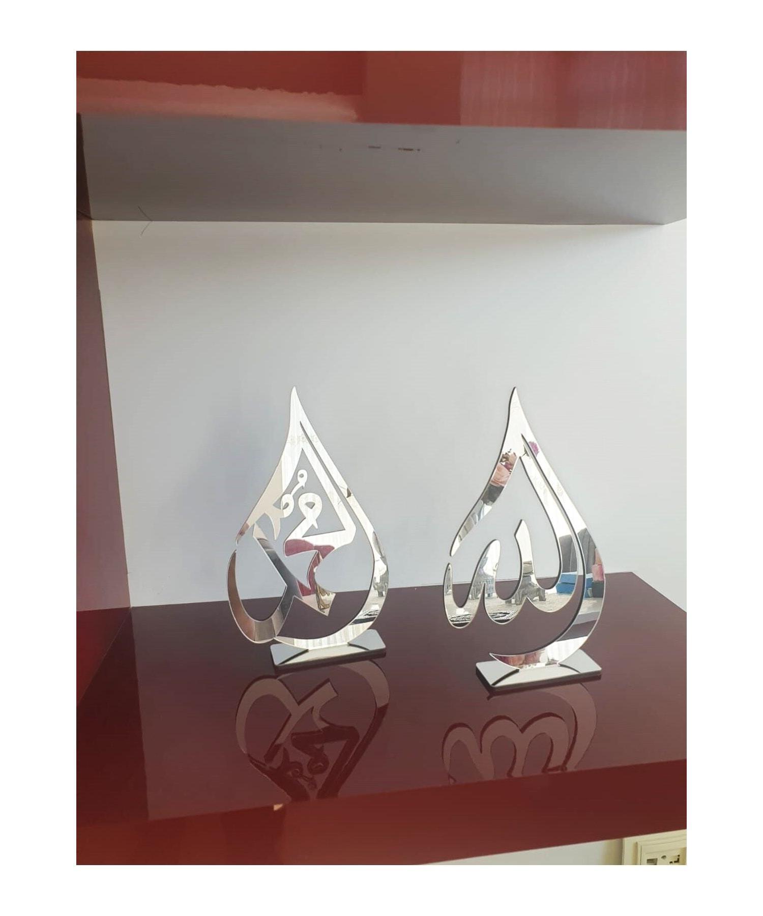 

Подарочная стойка с фразой Аллаха Мухаммеда, зеркальная настольная брелок из плексигласа, лазерная резка, Wd